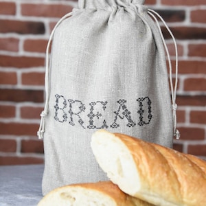 Embroidered Linen Bread Bag: Eco-Friendly Cross Stitch Storage