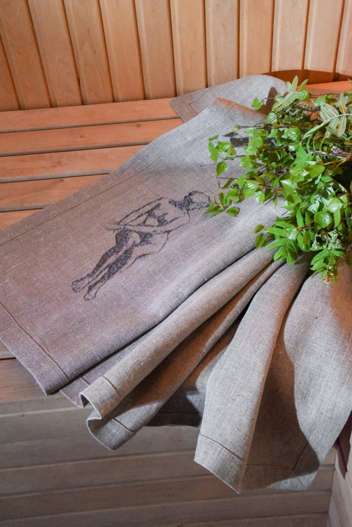Linen Sauna Towel Embroidered Bath Towel Linen Towel Made by Etsy
