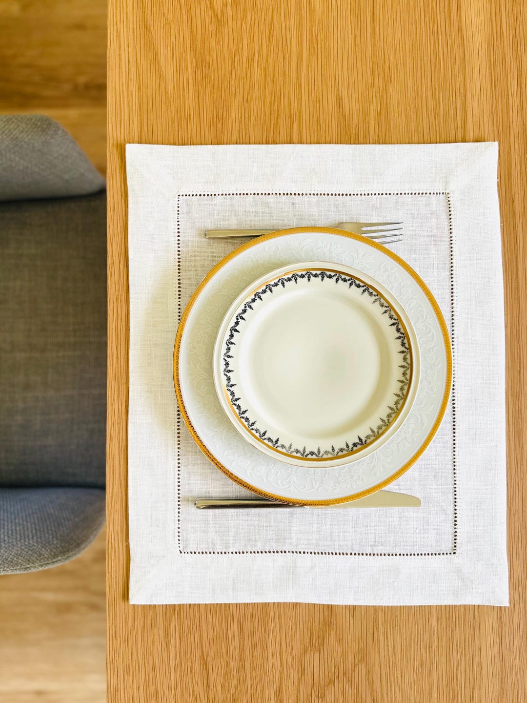 Table Math Linen Linen Table Mat, off White Linen Table Mat With Hemstitched Edge - Etsy