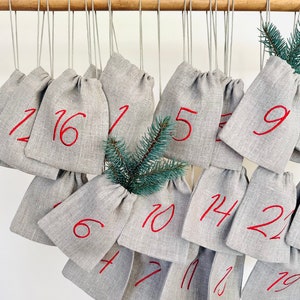 Embroidered Linen Advent Calendar, Advent Calendar to Fill image 1