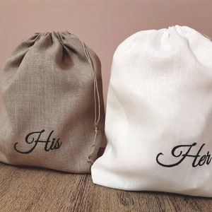 Lingerie bags for Him and Her laundry bag Travel lingerie bag Drawstring laundry bags gift for couple Linen ponch for her handmade by SANPO