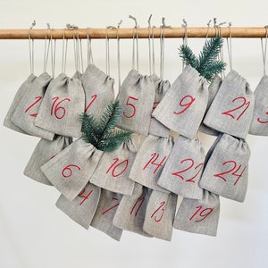 Embroidered Linen Advent Calendar, Advent Calendar to Fill image 2