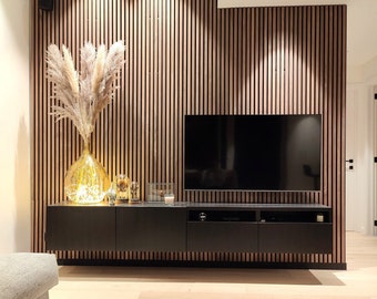 Acoustic Wood Slat Panels (94.49” x 25.2” | 16 sqft) | Soundproof Panels| Interior Wall Decor | Modern Design | Sound Absorption