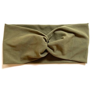 Olive Green Stretchy Turban Headband, Women’s Wide Headband, Work Out Headband, Headwrap