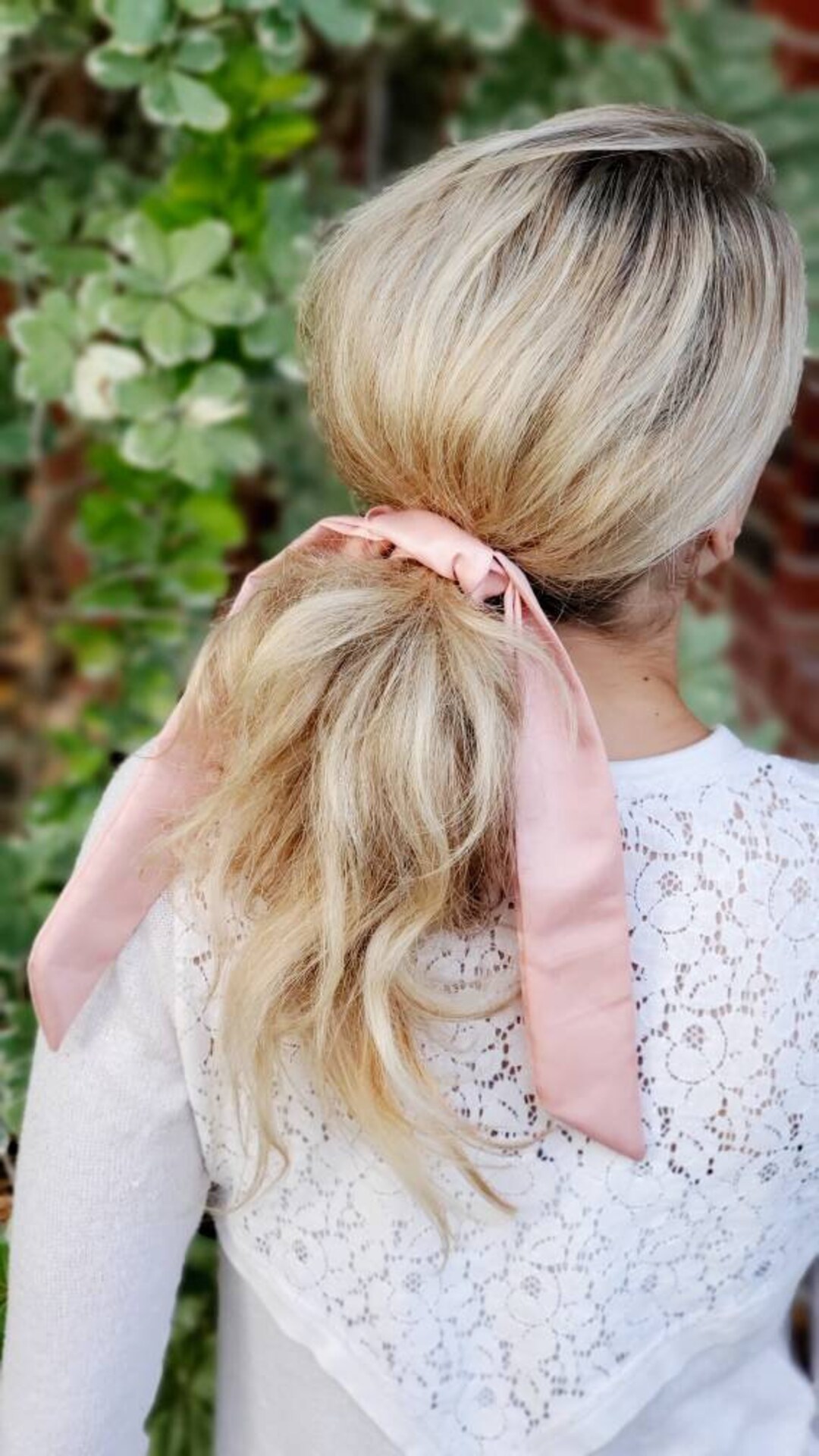 Blush Pink Satin Hair Scarf Ponytail Hair Scarf Bun Scarf Etsy