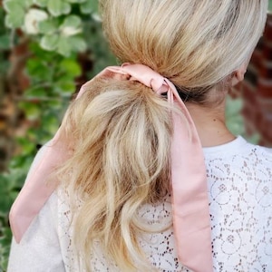Blush Pink Satin Hair Scarf, Ponytail Hair Scarf, Bun Scarf
