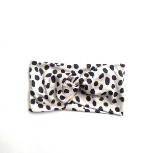 Polka Dot Wide Headband/ Extra Wide Headband/ Dalmatian Spotted Headband/ Stretch Headhand/ Nurse Headband