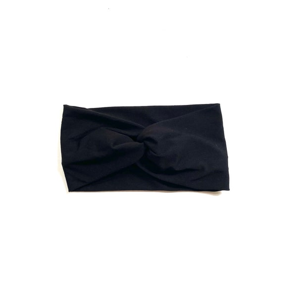 Black Wide Twist Headband/ Extra Wide Headband/ Turban Headband/ Stretch Headhand