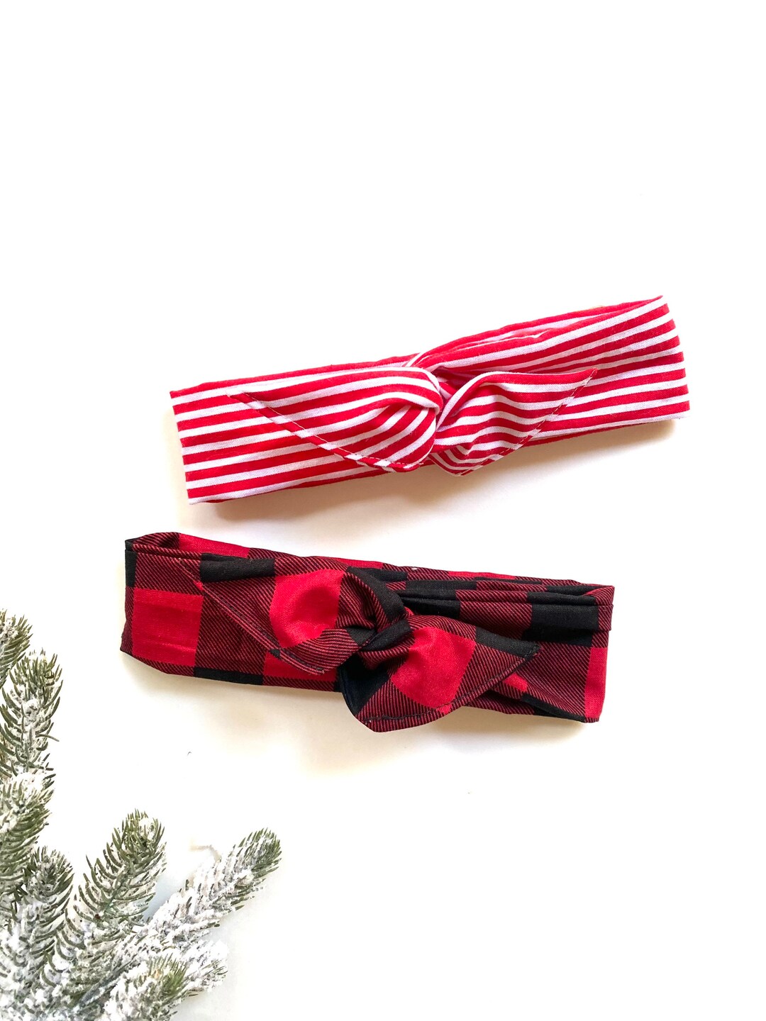 Christmas Candy Cane Headband, Lumberjack Plaid Headband, Women's
