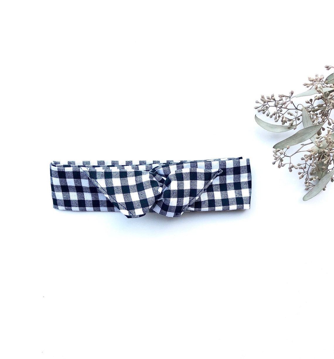 Black Gingham Plaid Wire Boho Headband Boho Headband Baby Etsy