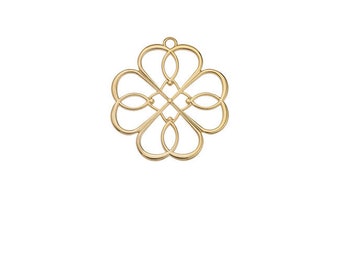 Clover pendant 63mm Lotus flower , gold colored