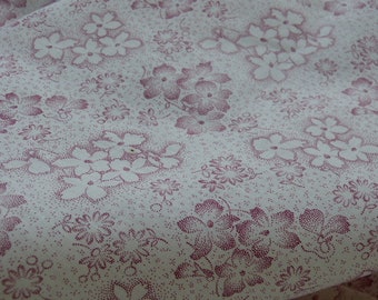 c. 1920/1935 faded pink flowers German French unused cotton fabric for sewing patchwork quilting pillow - bale 1,42Yd x 2.2Yd "tinker + sew