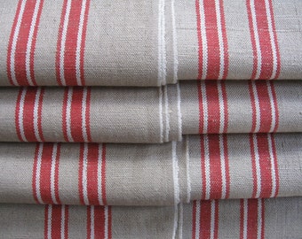 ca.1920 " dark pure linen roll-mangel cloth" red selvedge / stripes / border " linen cloth Christmas tablecloth 3,10Yard top without defects