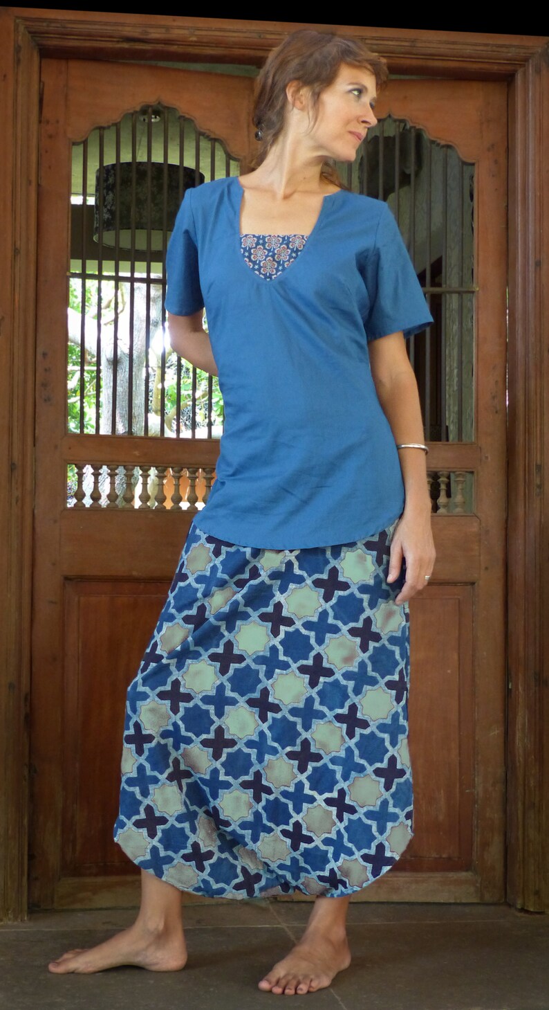 Buy Pant-skirt Hand Block Printed Cotton With Geometrical Design ...