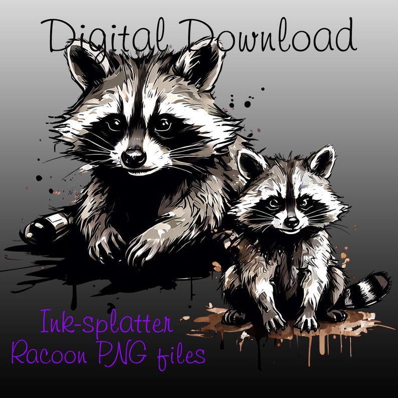 Text Effect Raccoon Raccoon PNG Clipart - 12 Digital Png Graphic Files - Sublimation and ...