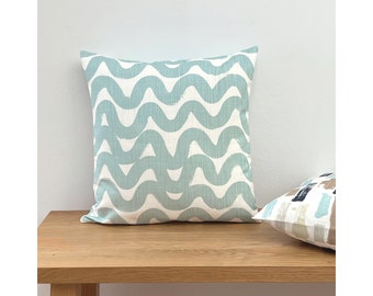 Cushion cover WAVES pale turquoise white turquoise Scandinavian waves stripes country house style graphic interior decoration sofa cushion decorative cushion