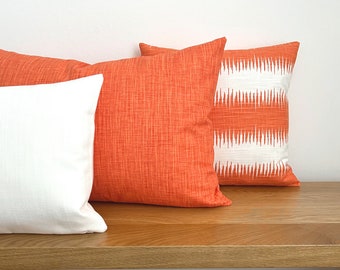 1 cushion cover JARI orange white stripes Scandinavian geometric graphic linen structure country house sofa cushion decorative cushion