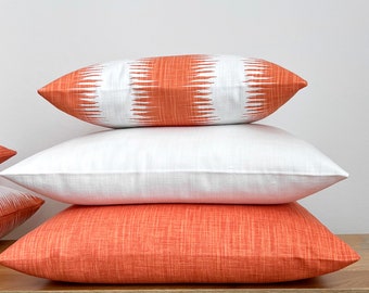 1 cushion cover FLAME orange plain plain Scandinavian geometric graphic linen structure country house sofa cushion cushion cover decorative cushion cushion