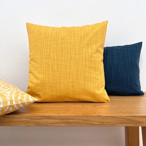 Yellow cushion cover FLAME golden yellow 40x40 solid color Scandinavian graphic linen texture country house sofa cushion cushion cover decorative cushion cushion