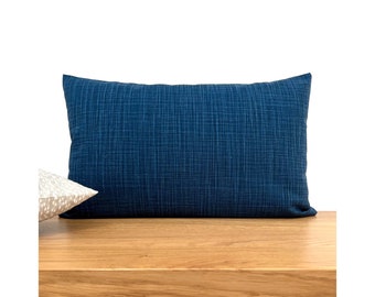 1 fodera per cuscino FLAME blu tinta unita fodera per cuscino per divano con struttura grafica scandinava in lino casa di campagna fodera per cuscino decorativa