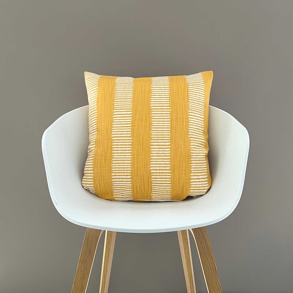 Yellow cushion cover Dashe Golden Yellow - Outdoor & Indoor - striped - textured decorative cushion - 40x40 50x50 - 60x60 - sofa cushion - handmade