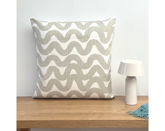 1 housse de coussin WAVES blanc ivoire vagues scandinaves rayures style maison de campagne décoration d'intérieur graphique coussin de canapé coussin décoratif