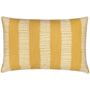 1 housse de coussin DASHE jaune doré rayures blanches rayé vagues scandinaves maison de campagne terrasse housse de coussin coussin canapé coussin décoratif image 3