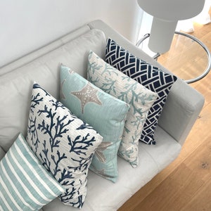 1 cushion cover CORAL pale turquoise cushion cover cushion maritime Scandinavian coral summer cushion balcony garden sofa cushion decorative cushion