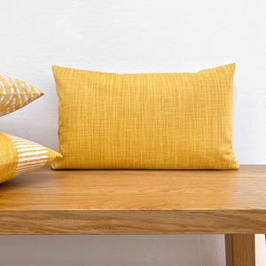 Yellow cushion cover FLAME golden yellow solid color Scandinavian geometric graphic linen texture country house sofa cushion cushion cover decorative cushion