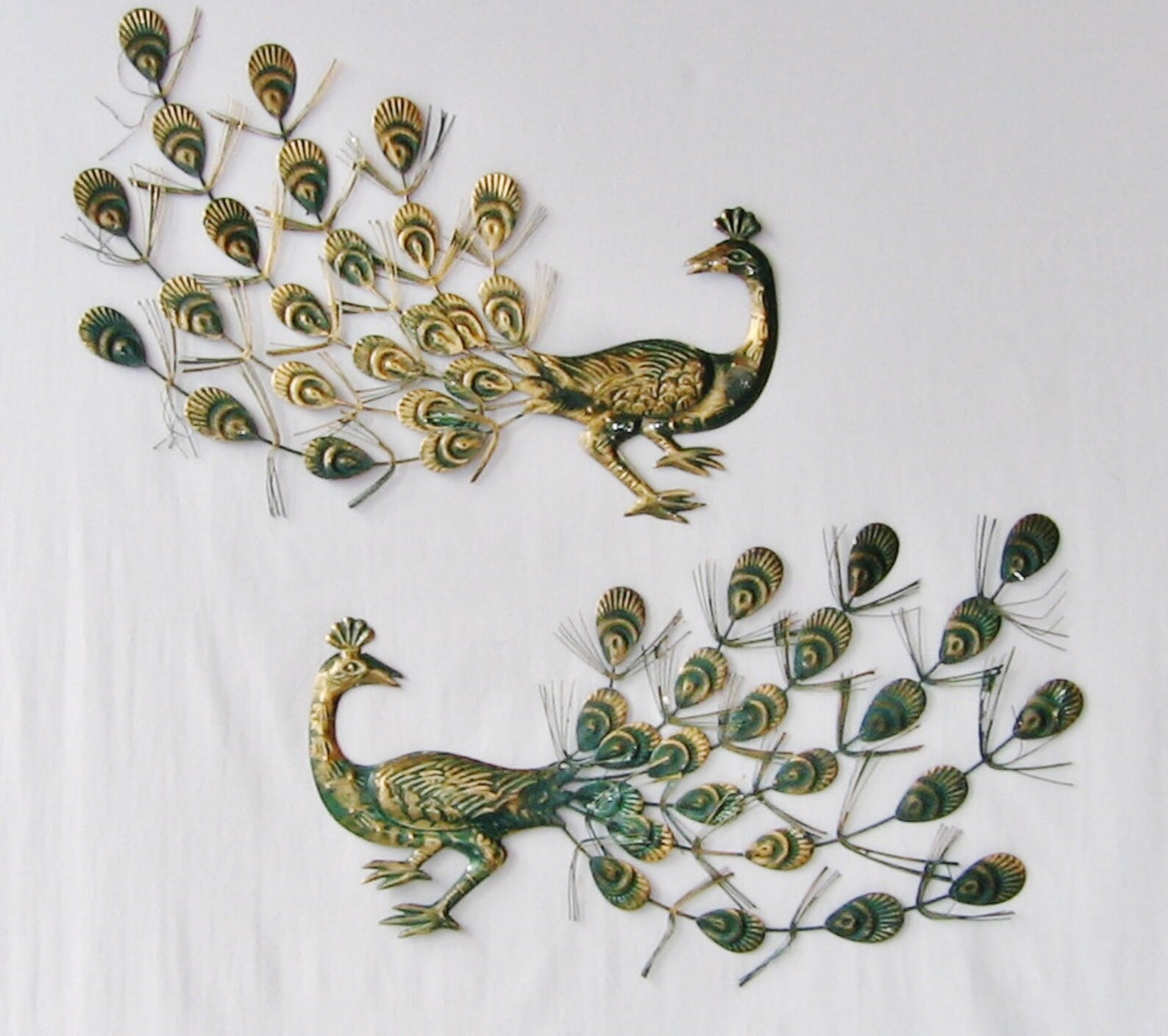 Mid Century Modern Peacock Wall Art Metal Peacock Pair Mid Etsy