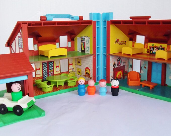 Vintage Fisher Price Little People Set - Original Little People House 952 - 1980s Brown Tudor ...