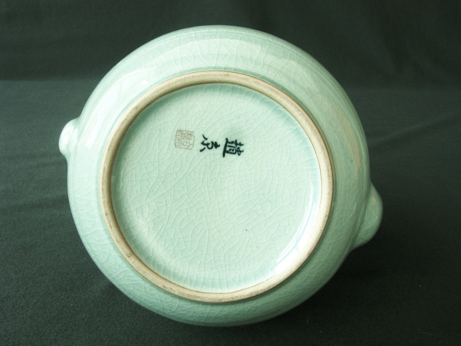 Vintage Korean Teapot Cranes Celadon Porcelain Large Etsy