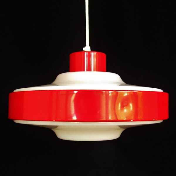 Lipstick Red Atomic Age Light Fixture - Mid Century Modern Ceiling Light Fixture - Atomic Lamp, Plug in Pendant Lighting, Retro Lighting