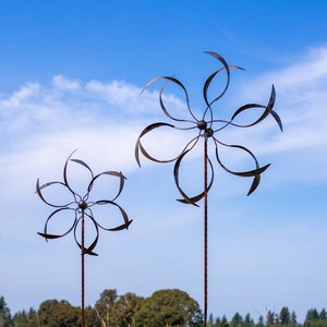 Medium Whirligig Spinner Rusted Metal Yard Art Garden Gifts Metal Garden Art Garden Bed Decor Wind Spinner image 1