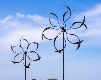 Medium Whirligig Spinner | Rusted Metal Yard Art | Garden Gifts | Metal Garden Art | Garden Bed Decor| Wind Spinner