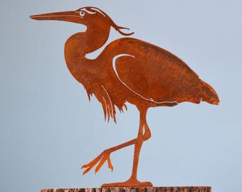 Great Blue Heron | Metal Bird Art | Outdoor Metal Yard Art | Pond Decor | Heron Sculpture | Gift Ideas | House Warming Gift | B740