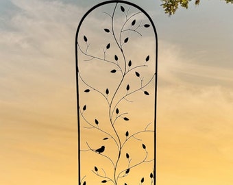 Bird Arch Trellis | Rusted Metal Yard Art | Garden Gifts | Metal Garden Art | Garden Bed Decor | TR326