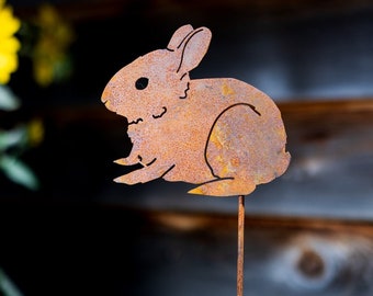 Baby Bunny Stake | Garden Stake | Indoor Garden Gift | Planter Stake | Easter Bunny Decor | Metal Easter Decoration | Gardener Gift | P433