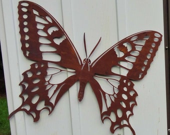 Large Rusted Metal Tiger Swallowtail Butterfly | Rustic Garden Decor | Whimsical Wall Art | Butterfly Art | Memorial art | M313L