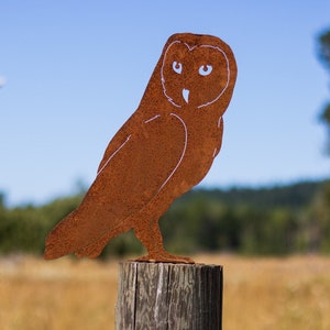 Rusty Metal Barn Owl Garden decor | Rusty Owl Gift | Rusty Metal Bird Garden Art | Owl Garden gift | Gardener Gift | Owl Garden Decor | B728