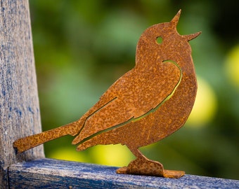 Metal Warbler Bird Garden Art | Singing Warbler Bird Silhouette | Rusted Metal Yard Art | Garden Gifts | B738