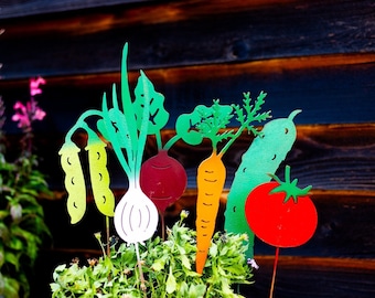 Vegetable Garden Marker Set - Set of 6 | Tomato, Onion, Carrot, Cucumber, Beet, and Peas | Garden Gifts | Dad's Garden | Veggies V312