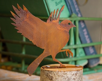 Metal Flying Bluebird Garden Art | Flying Bird Silhouette | Rusted Metal Yard Art | Garden Gifts | B713