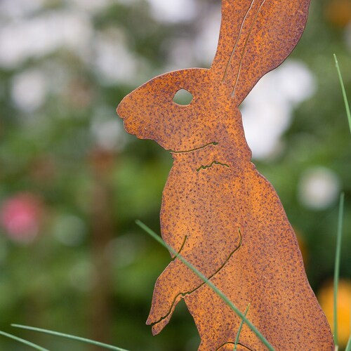 Rusted Metal Rabbit Yard Art Garden Stake - Etsy