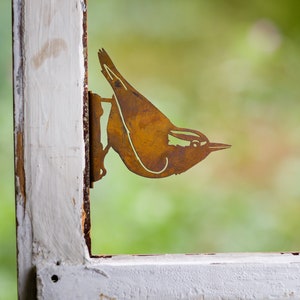 Metal Nuthatch Garden Art | Nuthatch Bird Silhouette | Rusted Metal Yard Art | Garden Gifts | B739