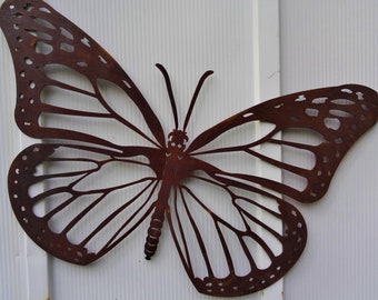 Large Rusted Monarch Butterfly | Rustic Garden Decor| Mothers Day Gift | Whimsical Wall Art | Butterfly Art | Industrial Minimalist | M311L