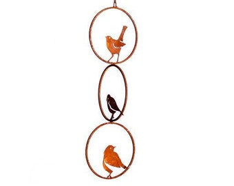 Triple Bird Ring Mobile | Wild Bird Art | Metal Mobile Hanging | Bird Lovers Gift | Porch Hanger | Garden Gift | Metal Bird Decor | M302