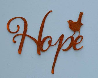 Hope Typography Wall Art | Hope Script Wall Art | Metal Wall Art | Rustic Wall Art Decor Metal | Metal Garden Art | Garden Gift | W107