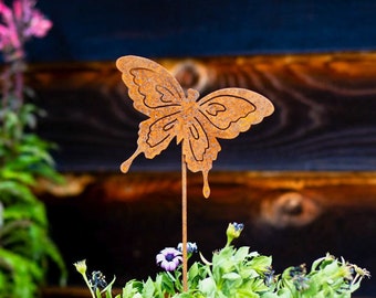 Metal Butterfly Garden Stake | Butterfly Silhouette | Rusted Metal Yard Art | Garden Gifts | P406