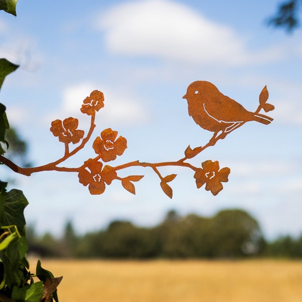 Chickadee Metal Art | Rusty Birds Fence Decor | metal yard art/outdoor metal art metal silhouette fence decoration garden fence toppers M410